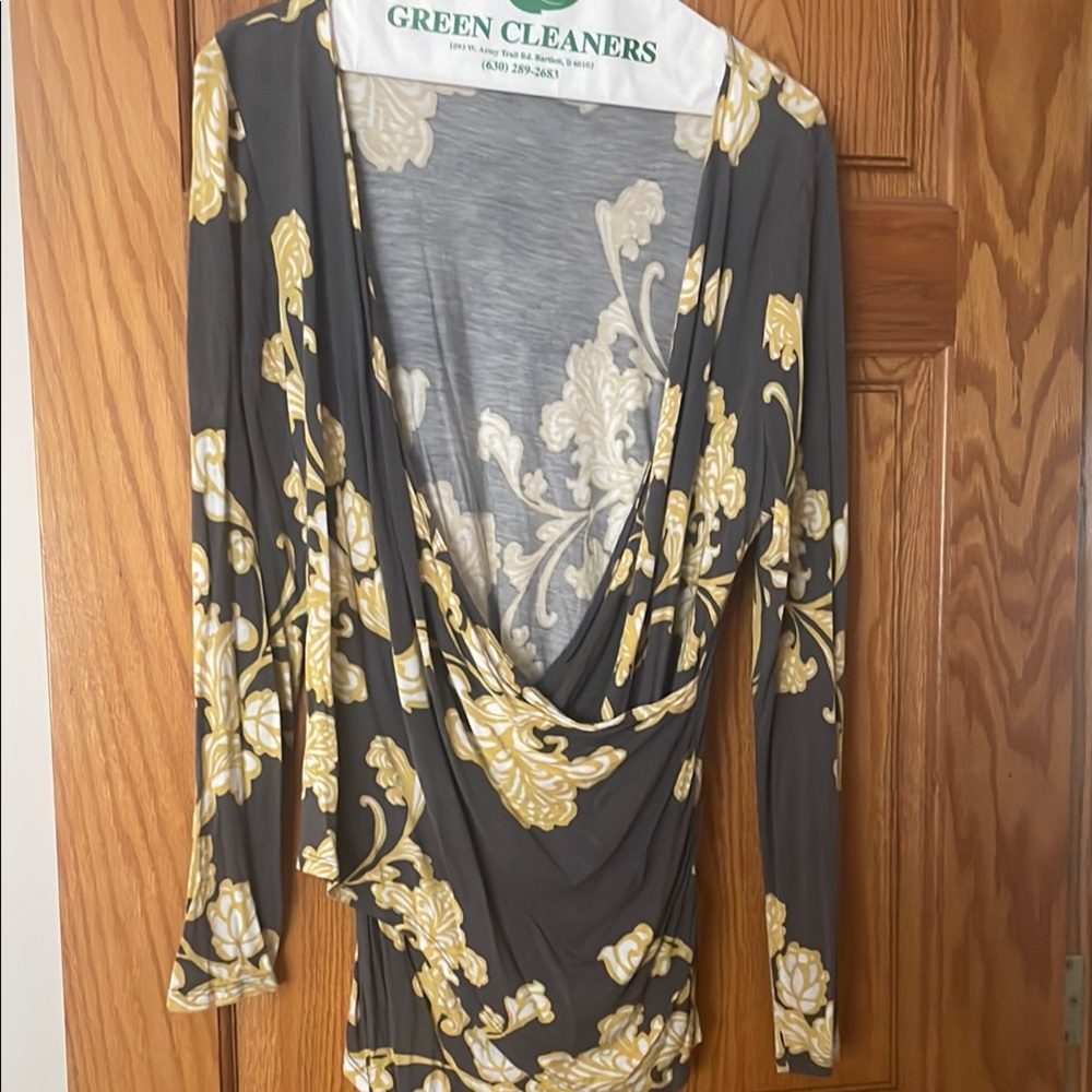 Floral Draped Long Sleeve Top